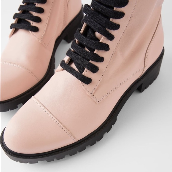 ZARA BNWT Laced Leather Ankle Boots - Picture 4 of 6